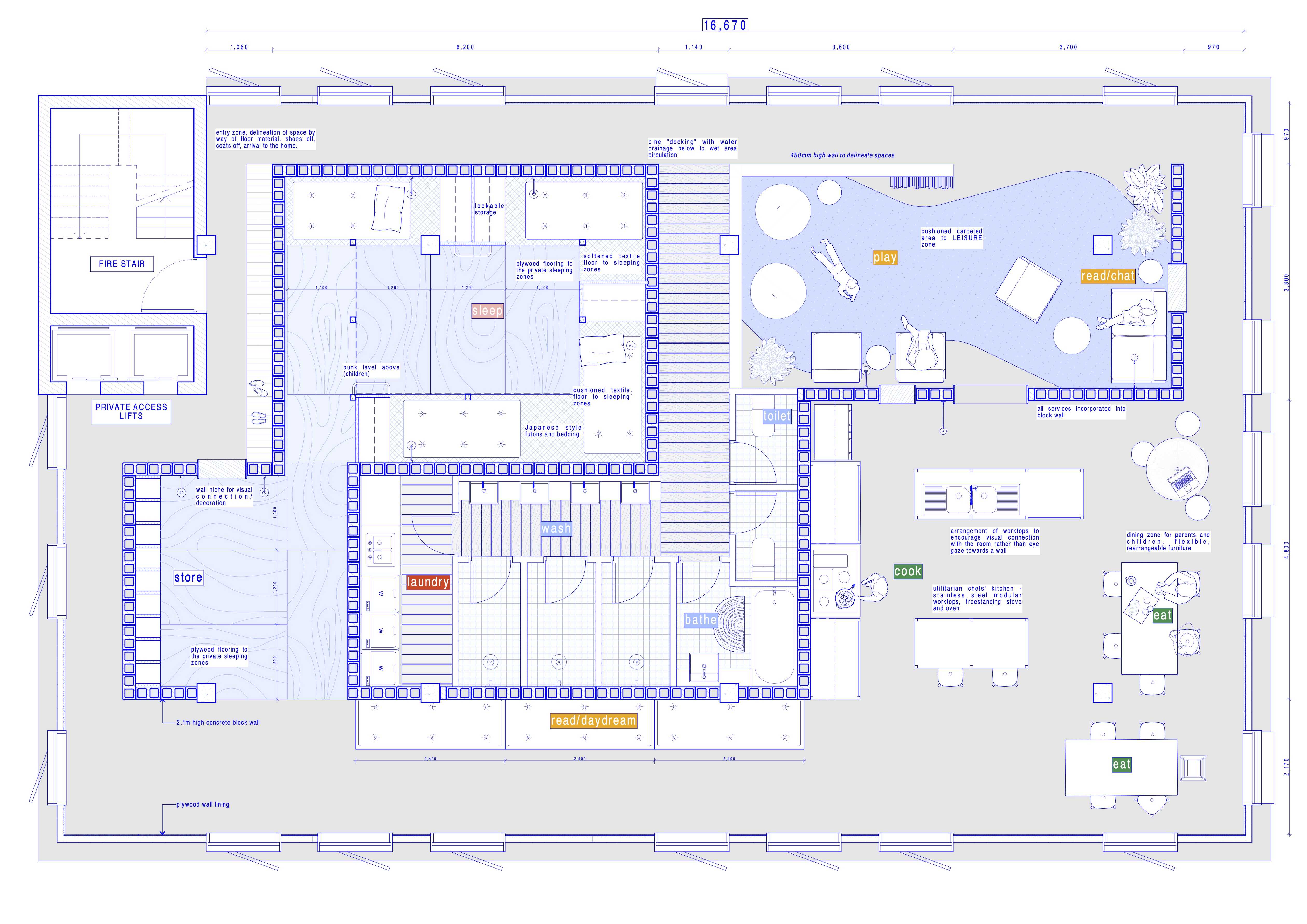 Site Section: Buildings A + B