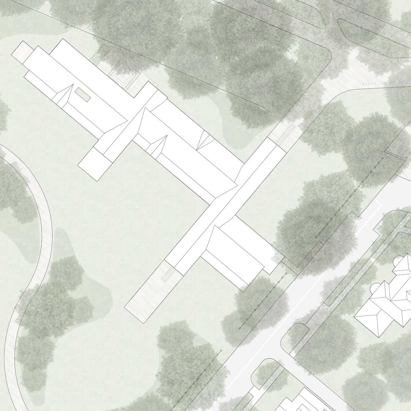 Ground floor plan - unconventional exploration of fluidity through rectilinear geometries