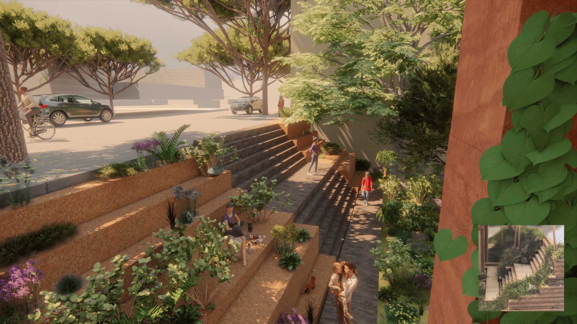 Ground
[Meander]

This ecological bridge contributes to a walkable city, prioritising the meander through a re-imagined forest with space for visitors to ground themselves with soil, blurring lines between environment and architecture.