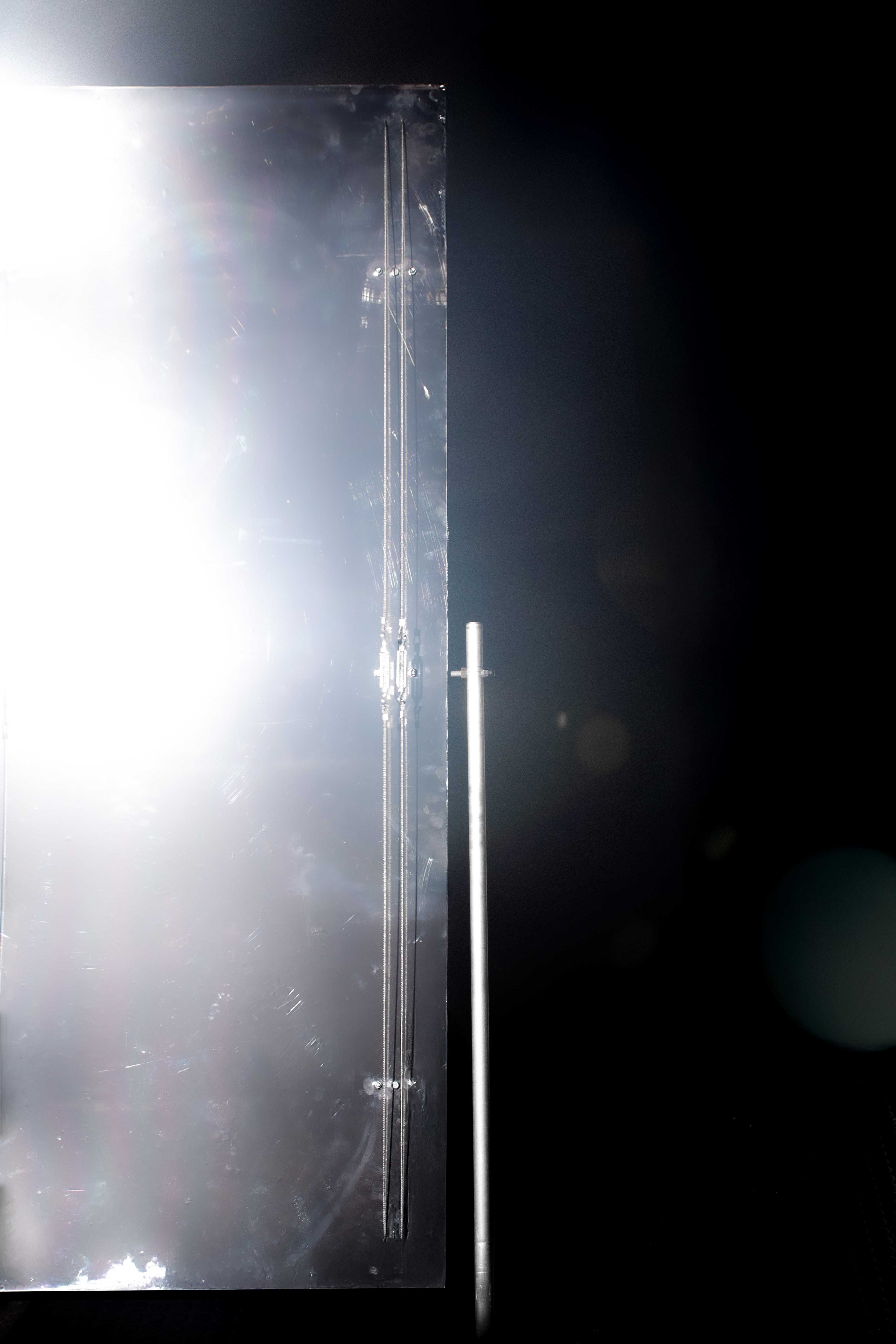 Assault Prototype Detail Image. Glebe is predominantly a clothing market, with mirrors dotted about site. This intervention hijacks that form to assault the security camera; also thinning the vein observer