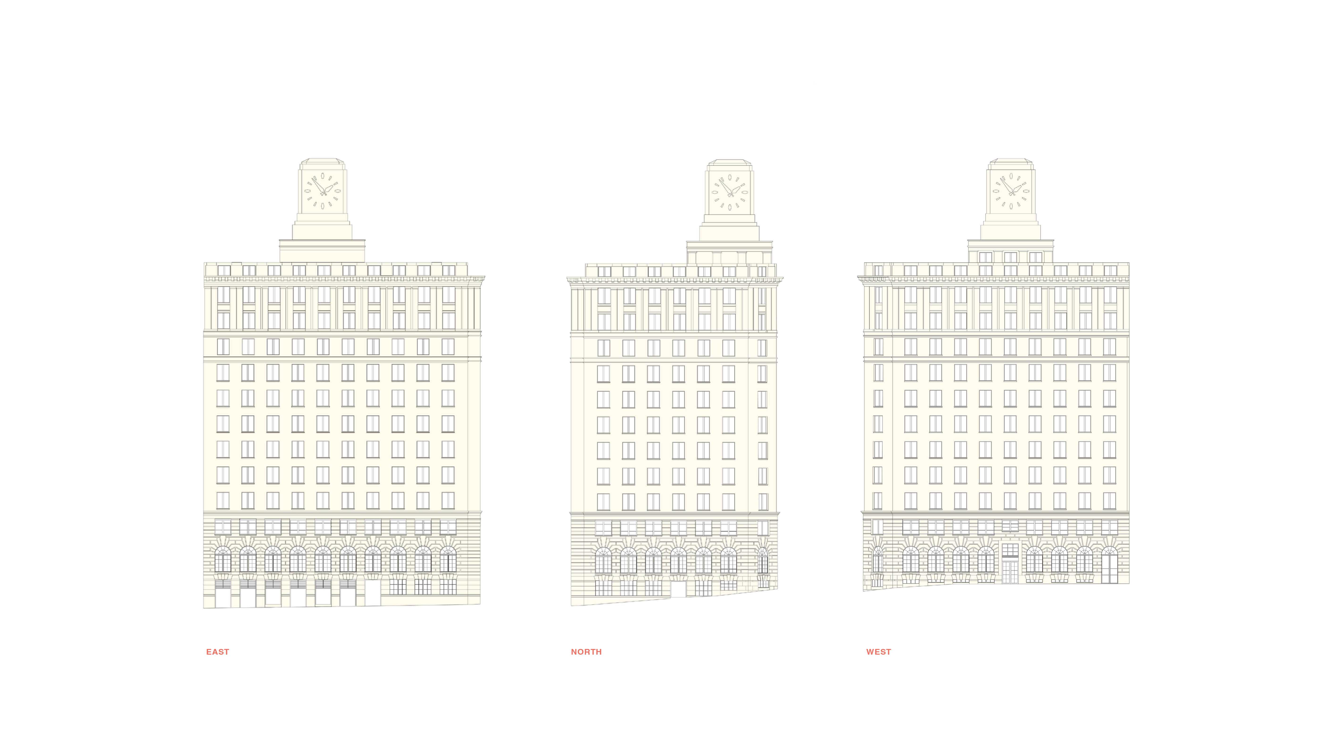 Shell House: Three Interwar Palazzo Facades form the existing condition