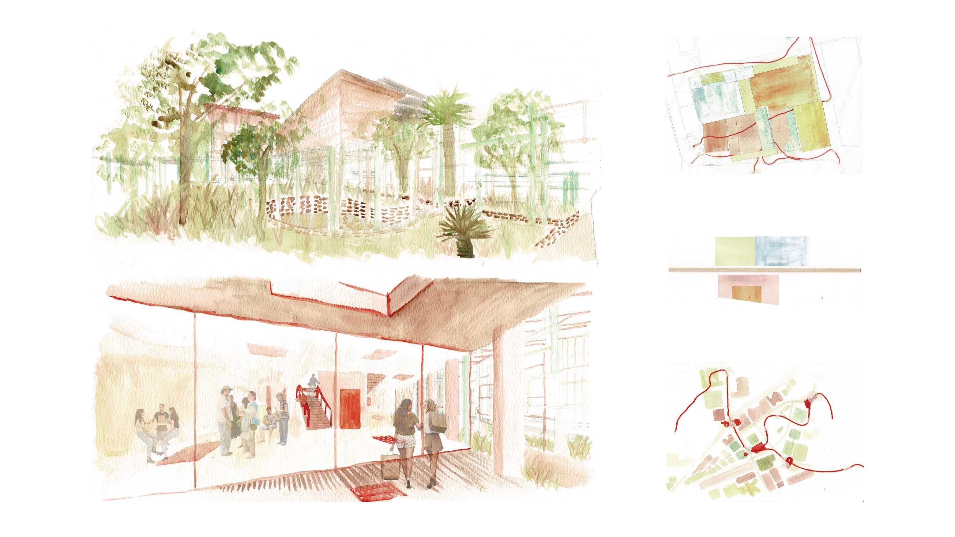 Visualisation from Cadigal Green | Visualisation Theatre/Exhibition Entry | Spatial Organisation Diagrams | Urban Strategy, Extending Beyond the Boundary