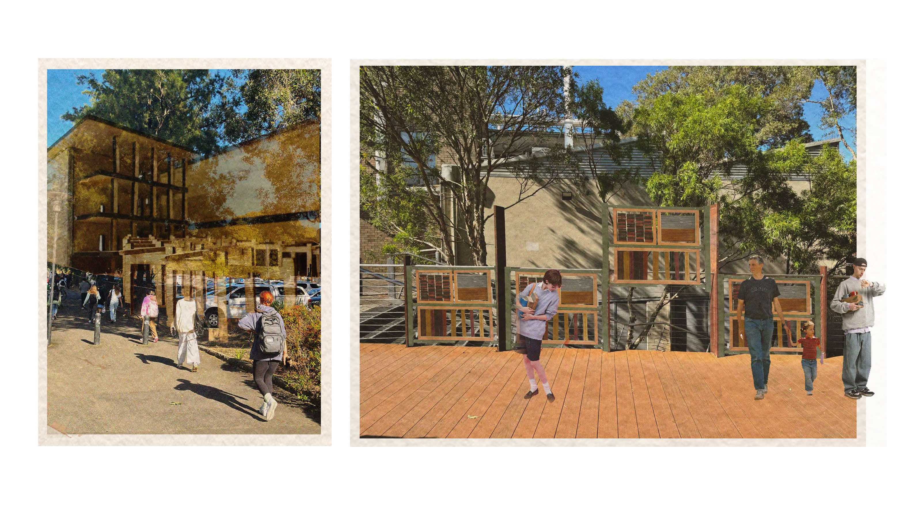 Collage Visualisations | Entry from Board Walk | Module Plugging Into Existing Boardwalk System