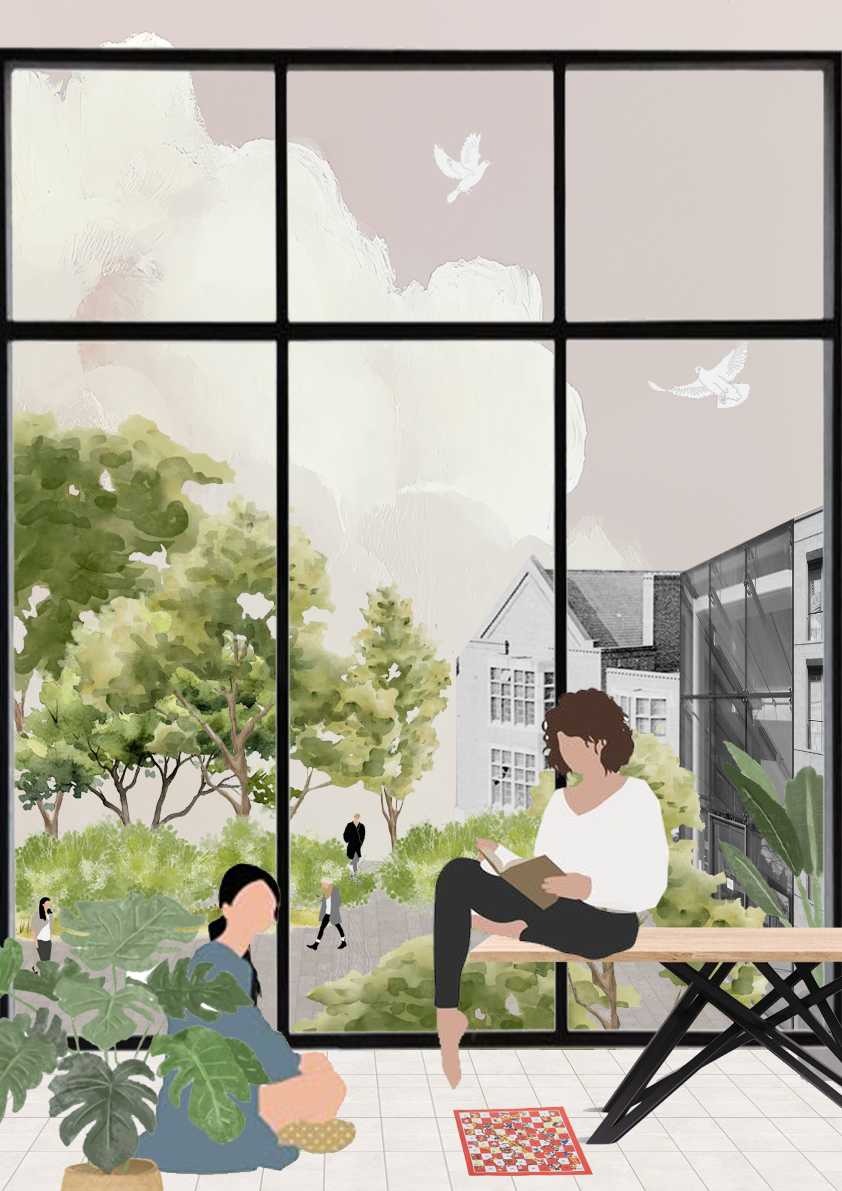 The project aims to create gentle and light-filled spaces where teenagers can rest, read and reconnect with nature, showcasing the healing and openness of Inner Bloom.