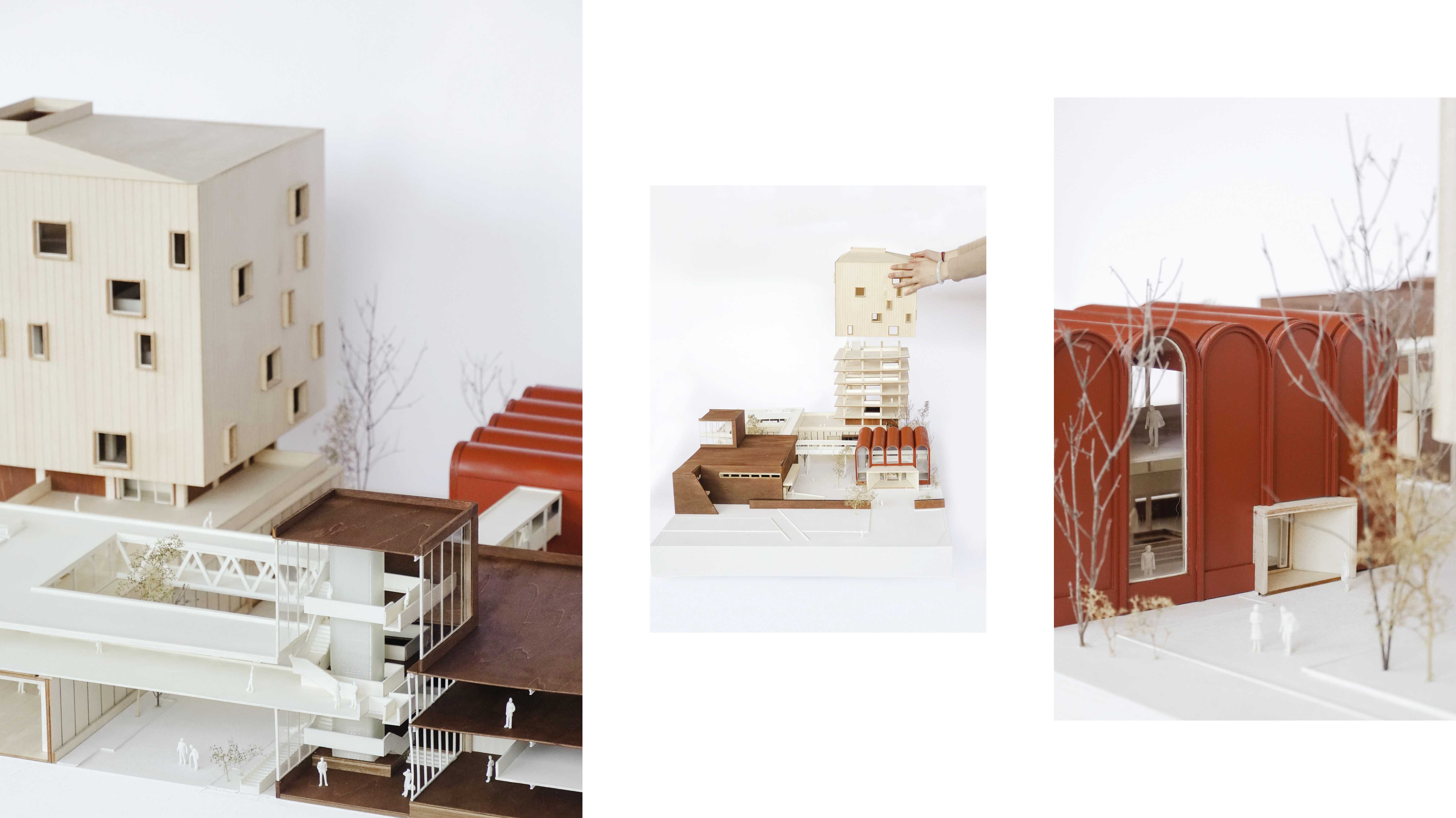 1:100 Model photos showing experience at human scale.