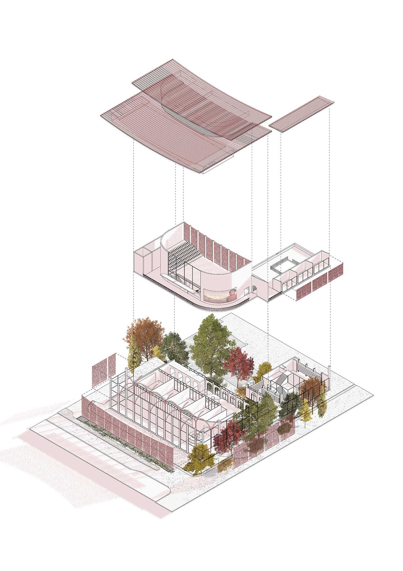 Isometric of composition: The Gadigal Centre of Excellence | Arched Avenue
