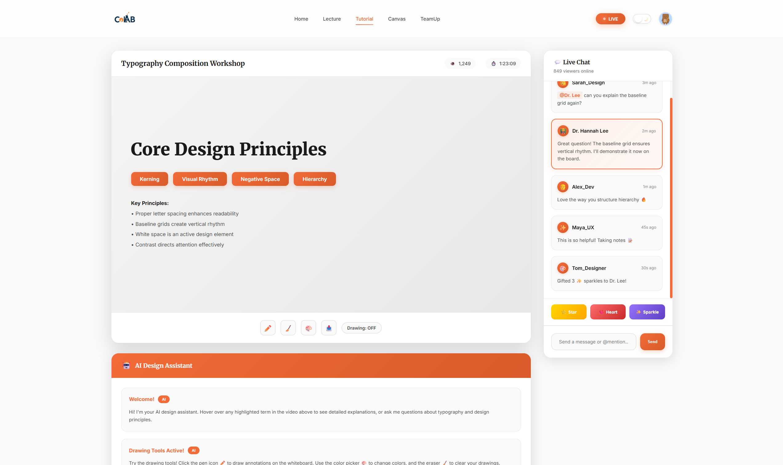 Interface of tutorial part