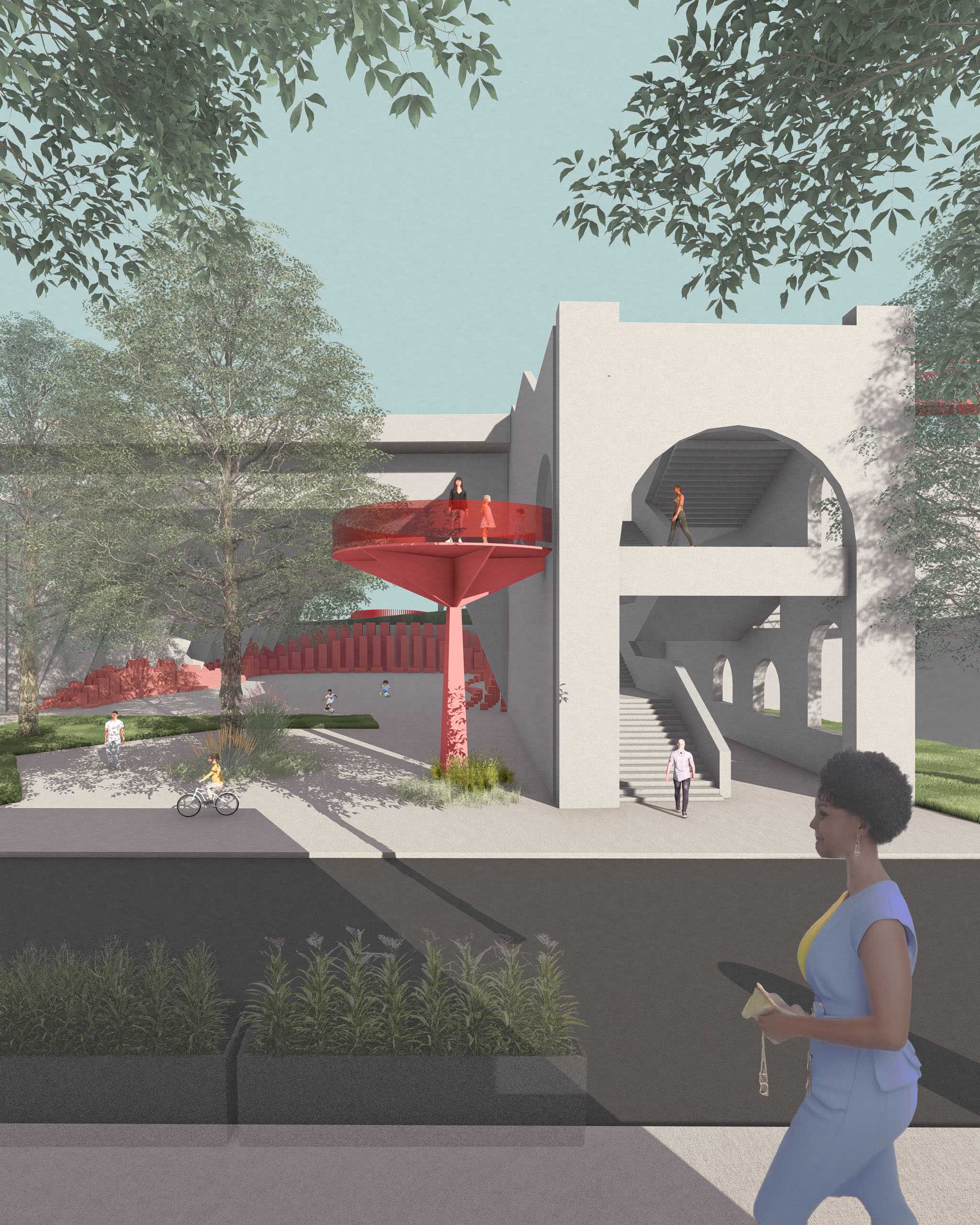 Existing bridge stair bearing the weight of a colonial façade, reactivated by a new terraceopening that disrupts the once-singular narrative and creates fresh spatial potential.