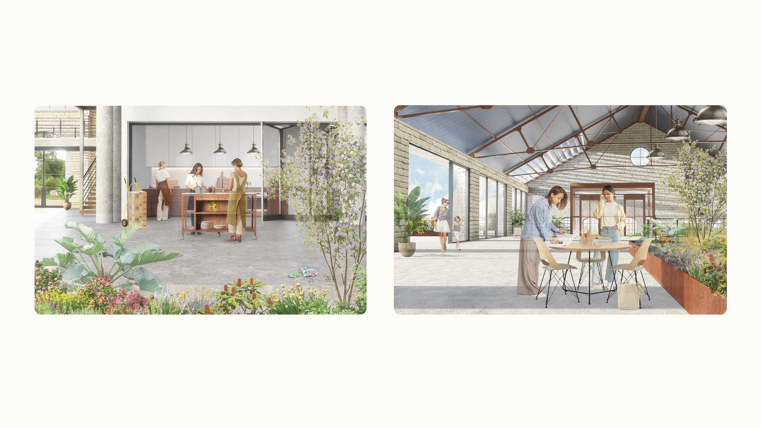 The culinary school extends Two Good Co’s ethos, with the kitchen overlooking a native garden, while the rooftop plaza encourages gathering. These visualisations show the LES fostering learning and belonging.