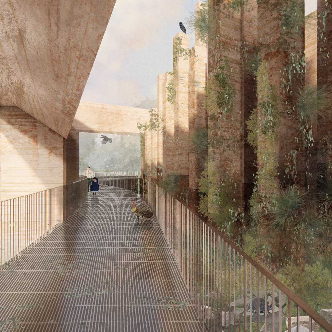 Interior visualisation of the Living Archive.